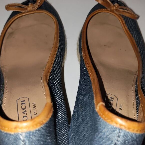 Coach Ireena Espadrille Wedge Platform Heels Size 10 blue denim/Brown size 6 - Picture 9 of 13